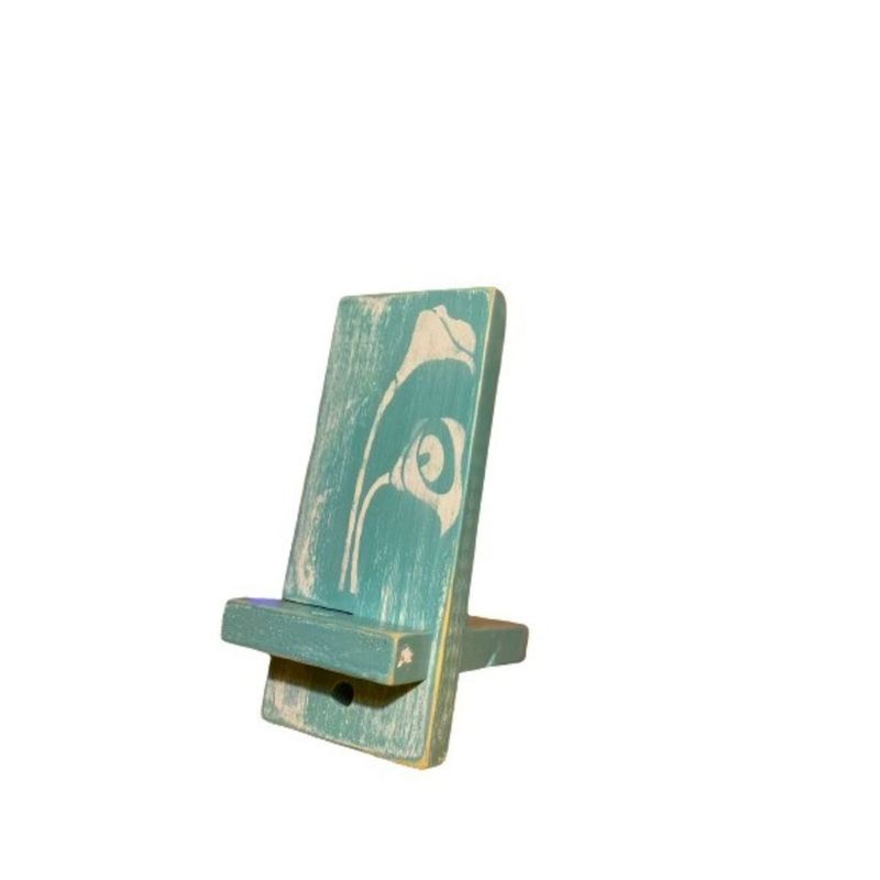 GENERICO - Soporte Celular de Madera Verde Vintage