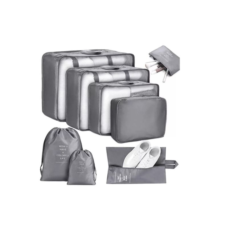 GENERICO - Bolsas De Viaje 8 En 1 Bolsas Organizadoras De Viaje Maleta Gris