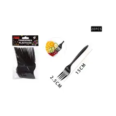 GENERICO - Tenedores Negro 20 Pcs Fiestas