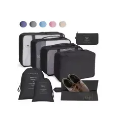 GENERICO - Bolsas De Viaje 8 En 1 Bolsas Organizadoras De Viaje Maleta Negro