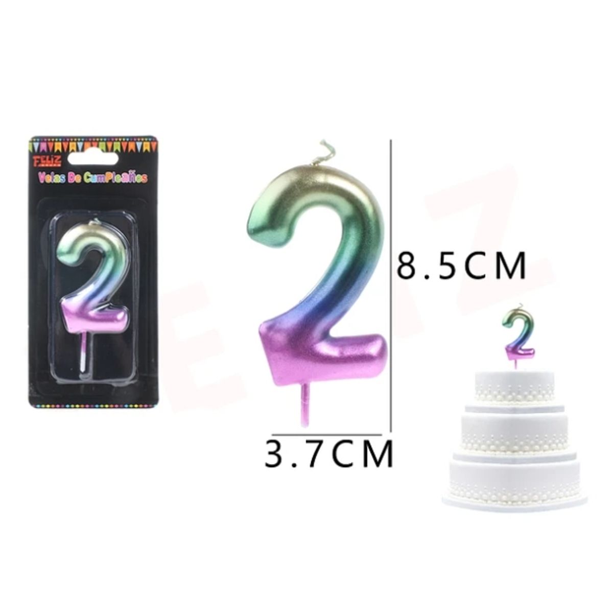 GENERICO - Velas De Numeros 2 Colores Multicolor