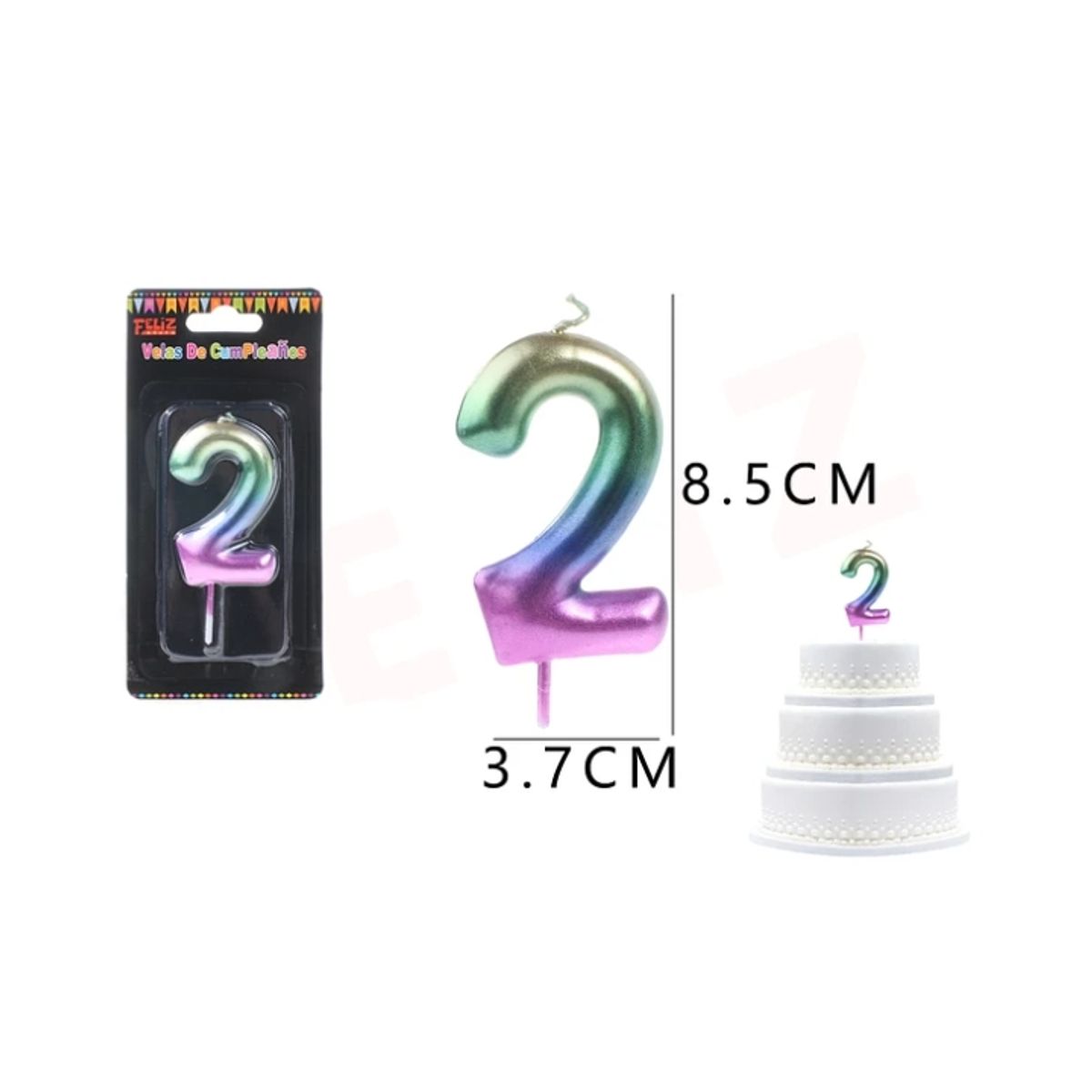 GENERICO - Velas De Numeros 2 Colores Multicolor