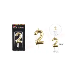 GENERICO - Velas De Numeros Dorado Numero 2