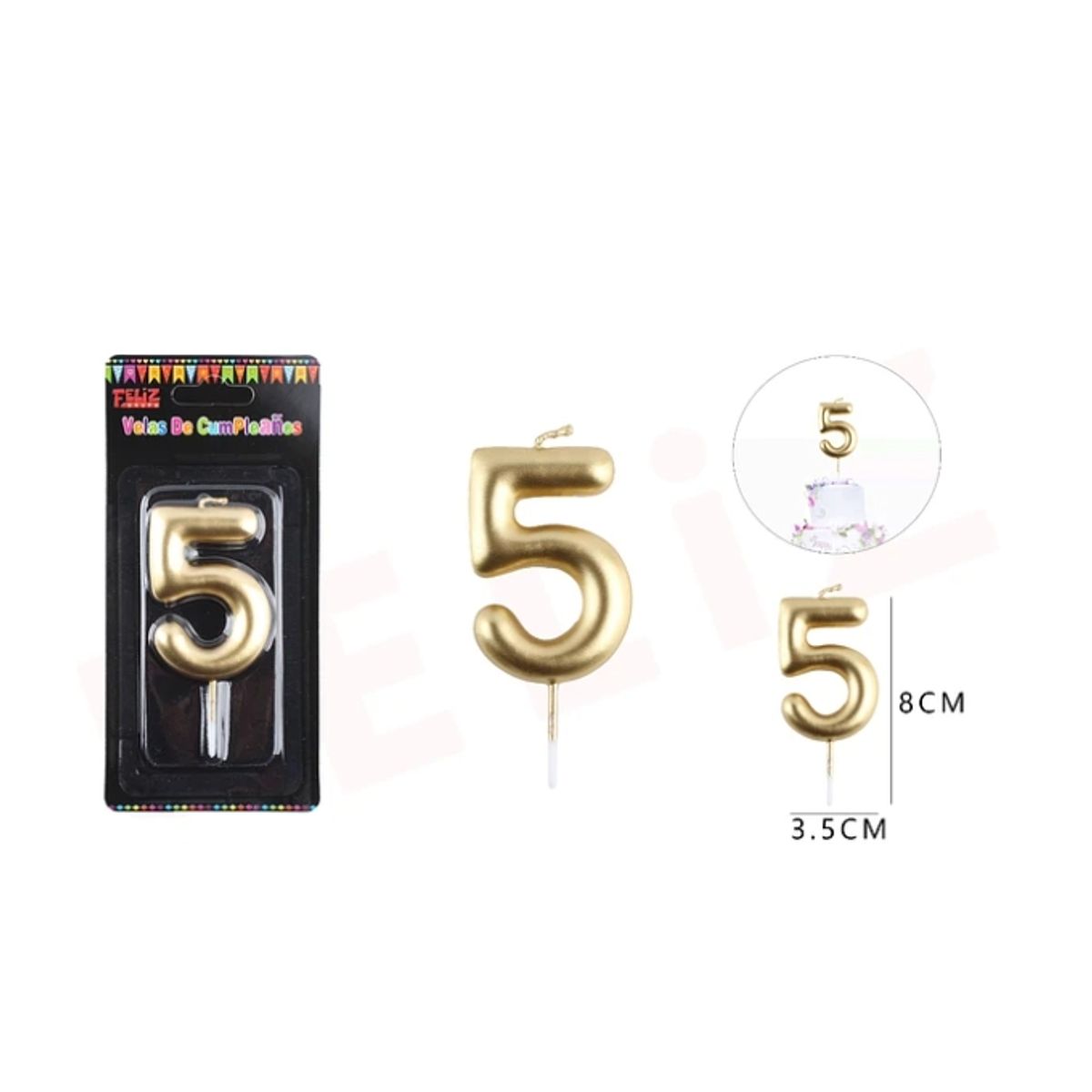 GENERICO - Velas De Numeros Dorado Numero 5