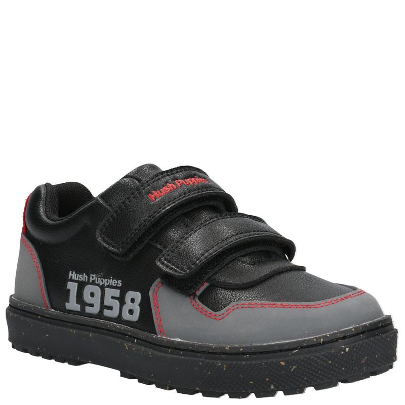 HUSH PUPPIES - Zapatilla Cuero Niño Jets Negra HUSH PUPPIES