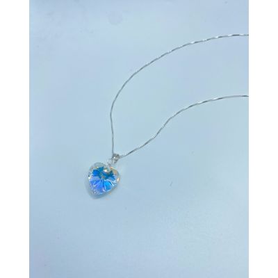 Imagen 2 del producto Collar Corazón Cristal Tornasol Plata Italiana Ley 925 +caja