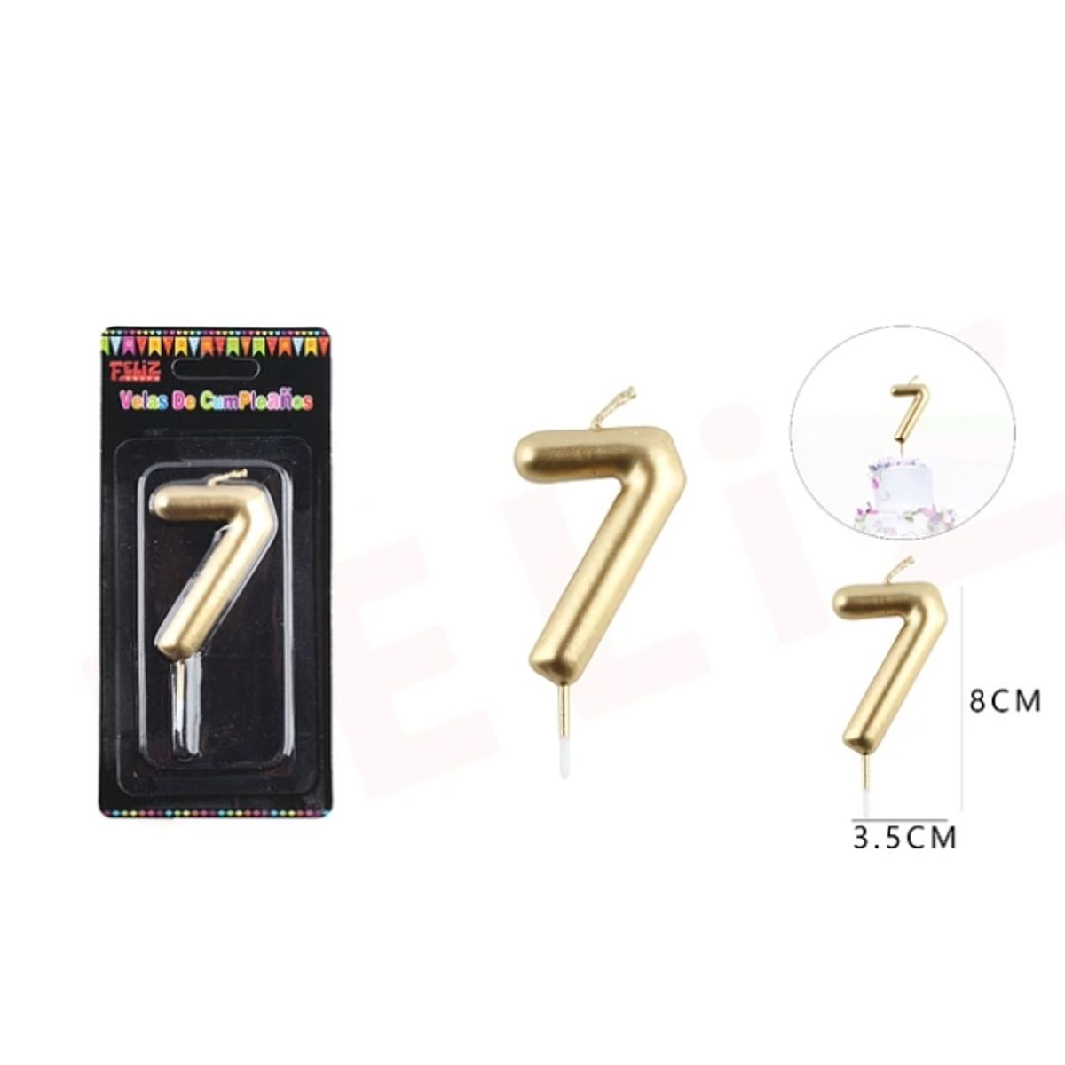 GENERICO - Velas De Numeros Dorado Numero 7