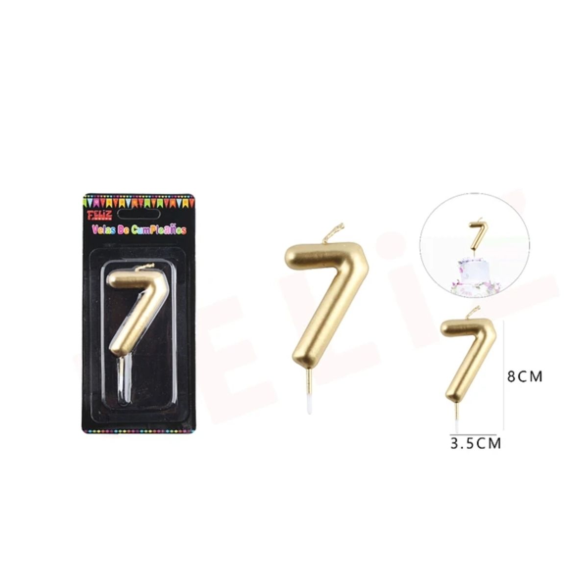 GENERICO - Velas De Numeros Dorado Numero 7