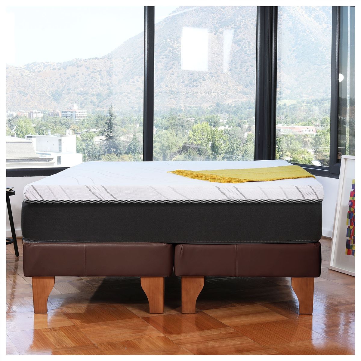 LATAM HOME - CAMA ZEN TOP FOAM HYBRID PU CHOCOLATE 2PZA