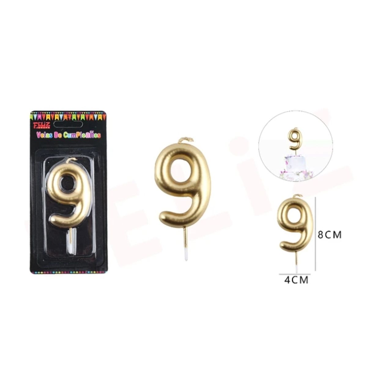 GENERICO - Velas De Numeros Dorado Numero 9