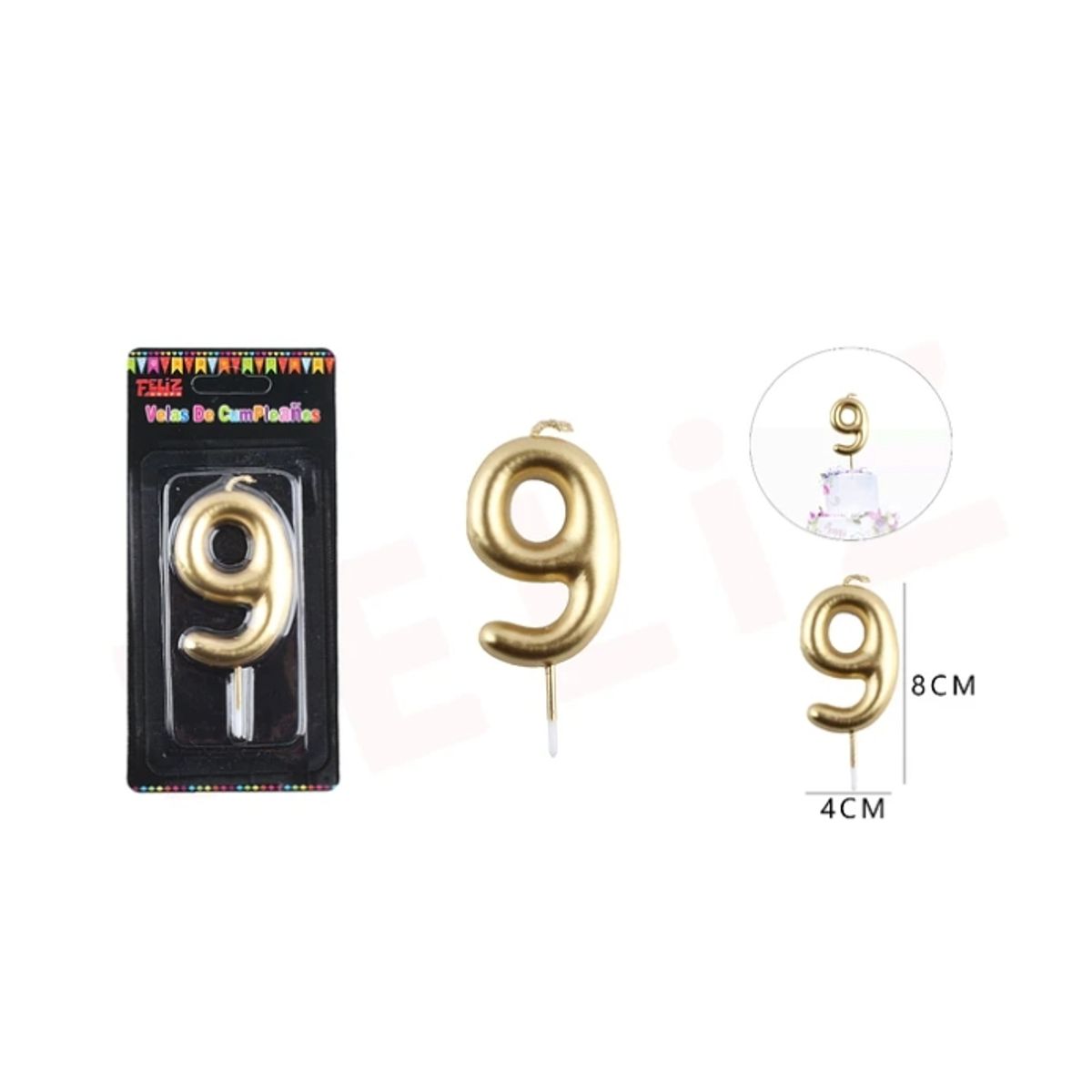 GENERICO - Velas De Numeros Dorado Numero 9