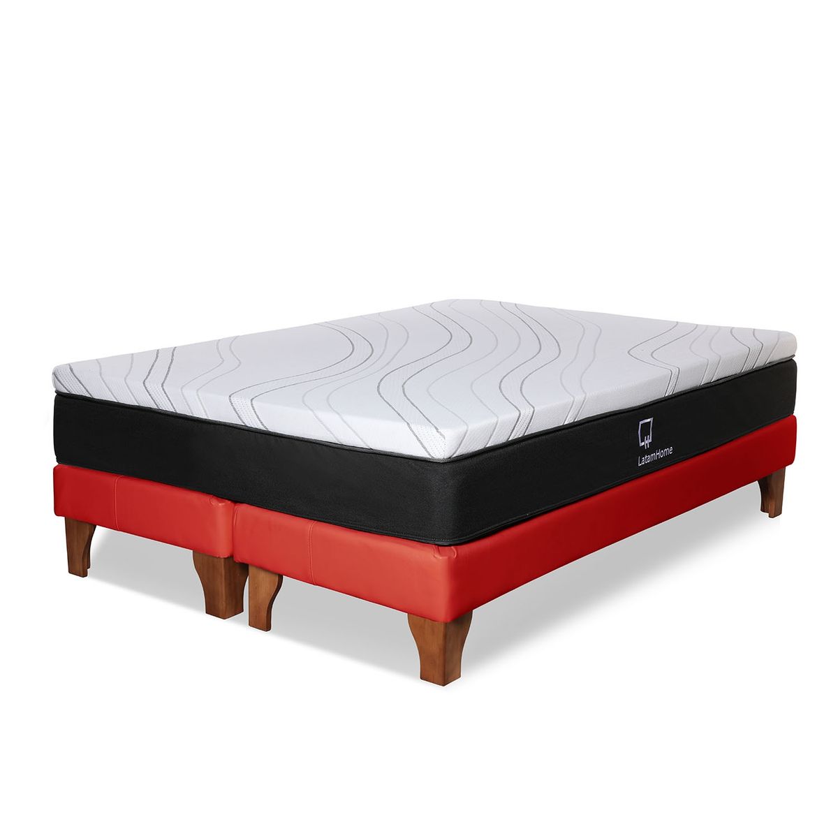 LATAM HOME - CAMA ZEN TOP FOAM HYBRID PU ROJO KING