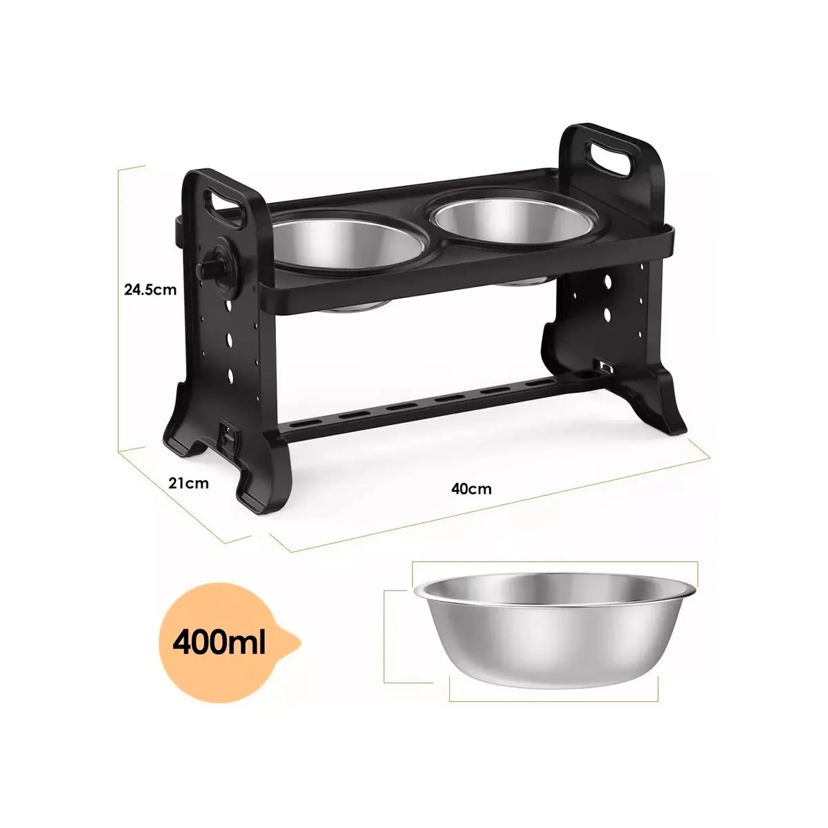 GENERICO - Comedero-bebedero Para Perros Altura Ajustable