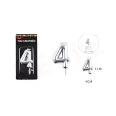 GENERICO - Velas De Numeros Plateado Numero 4
