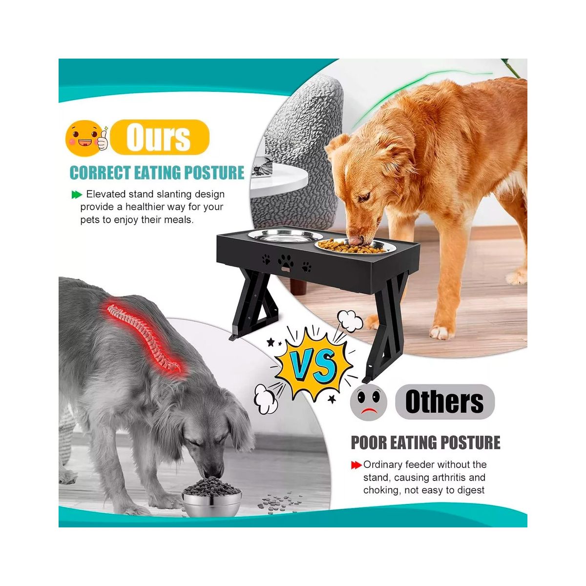 GENERICO - Comedero Bebedero Ajustable Para Mascotas Cuencos Elevados