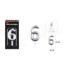 GENERICO - Velas De Numeros Plateado Numero 6