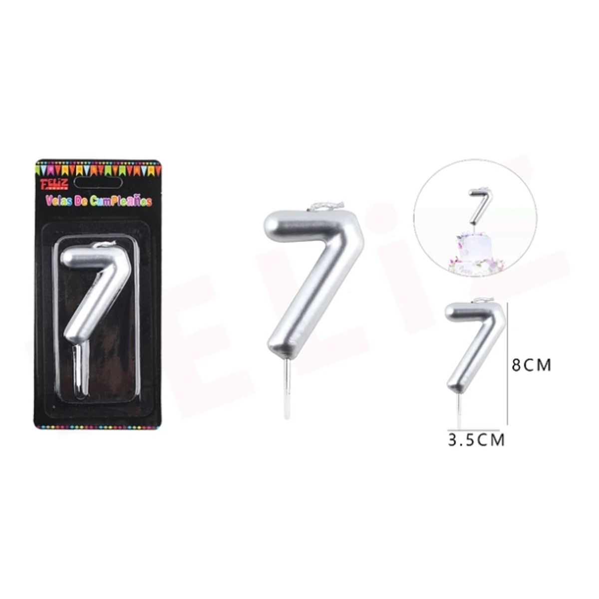 GENERICO - Velas De Numeros Plateado Numero 7