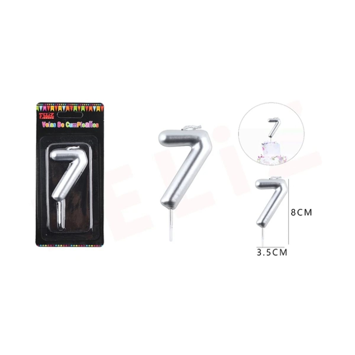 GENERICO - Velas De Numeros Plateado Numero 7