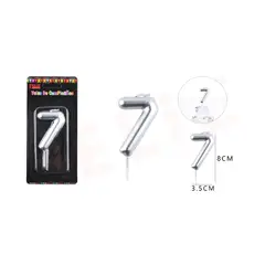 GENERICO - Velas De Numeros Plateado Numero 7