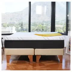 LATAM HOME - Cama Europea Zen Top Spring Soft Pu Beige 2 Plazas