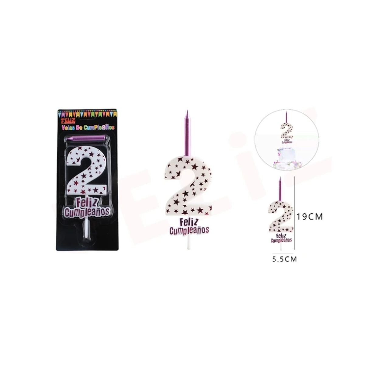 GENERICO - Velas De Numeros Rosado Numero 2