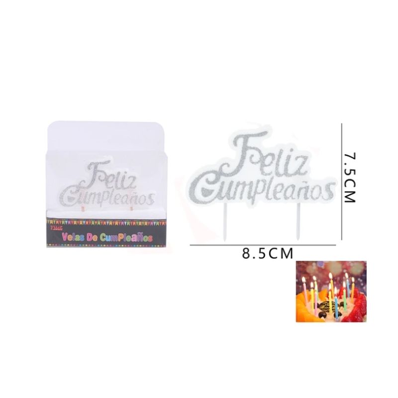 GENERICO - Velas De Cumpleaños Plata 1 Pc