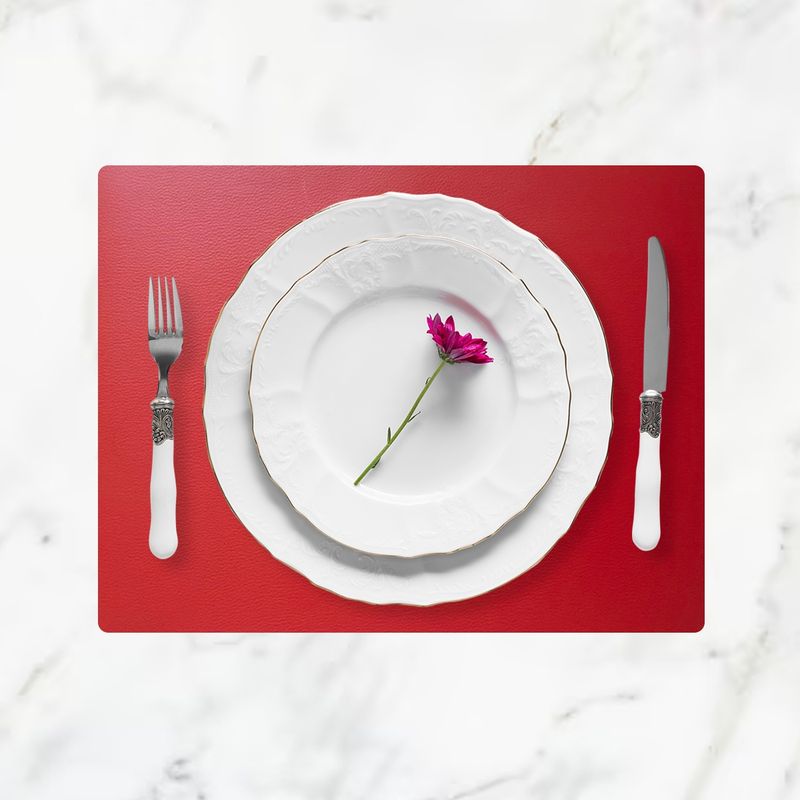 DAVANTI - Set 4 Individuales De Mesa Ecocuero Warrior Rojo