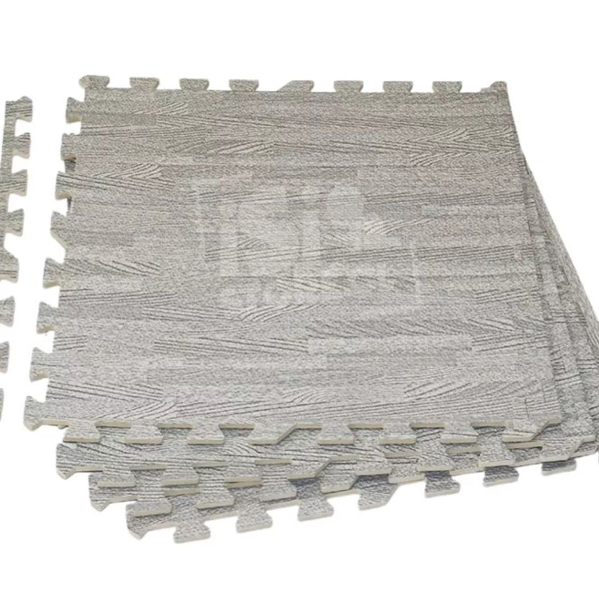 GENERICO - Alfombra Goma Eva Tipo Madera,  4 Cuadrados, 60x60cms Gris