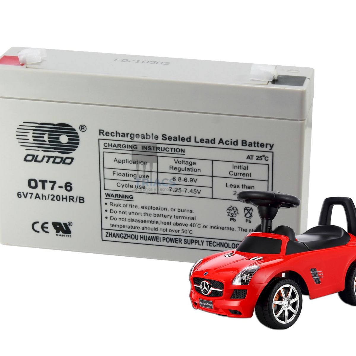 GENERICO - Batería 6 volt 7ah para autos de juguete