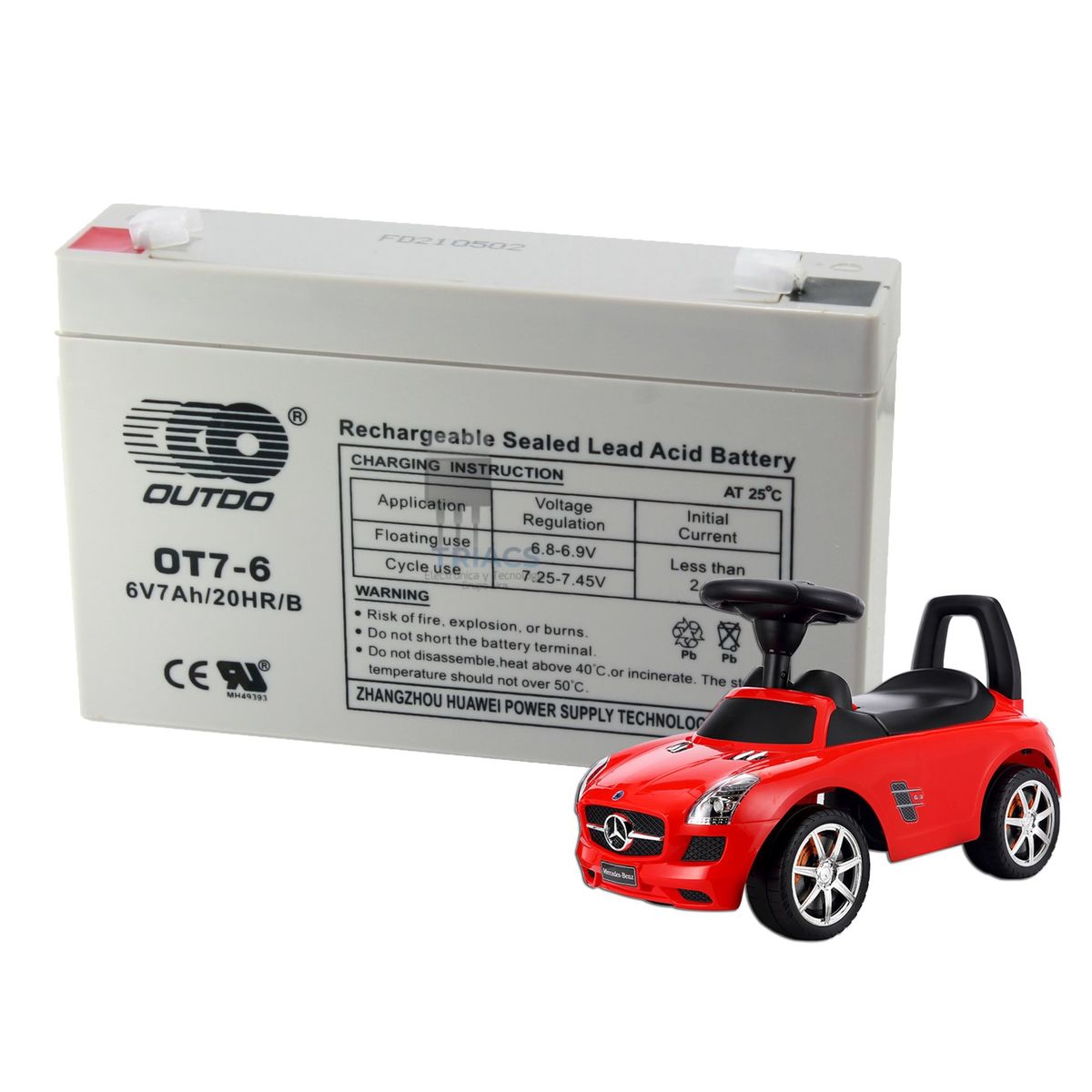 GENERICO - Batería 6 volt 7ah para autos de juguete