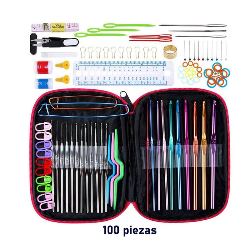 GENERICO - Set De Crochet Completo - 100 Piezas Con Estuche