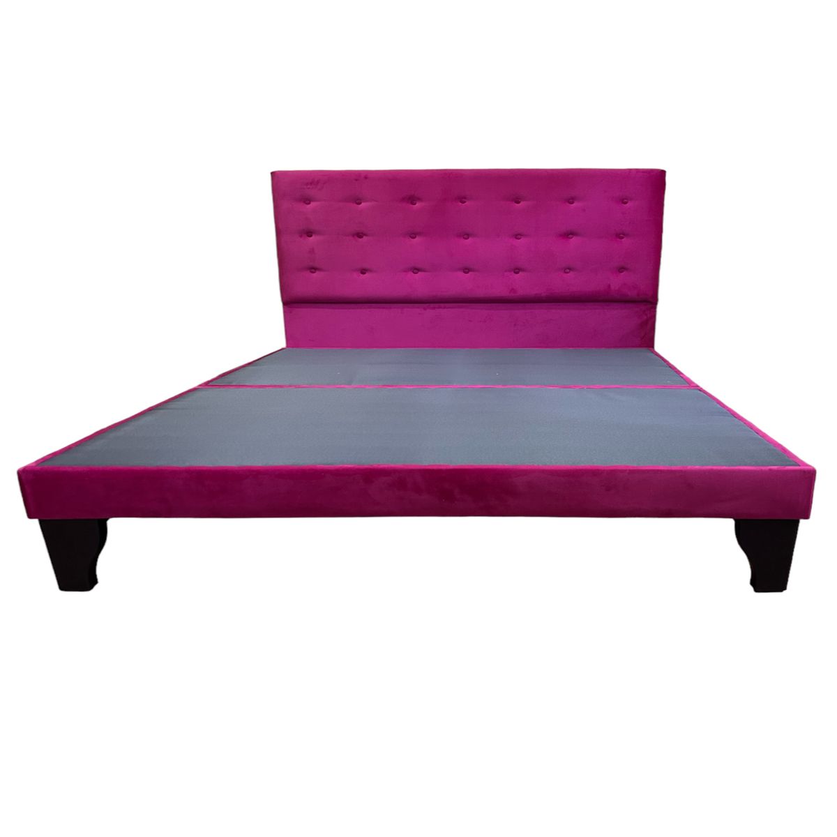 FLOBAL - Cama Europea 2 Plazas Base Dividida + Respaldo Abotonada Fucsia