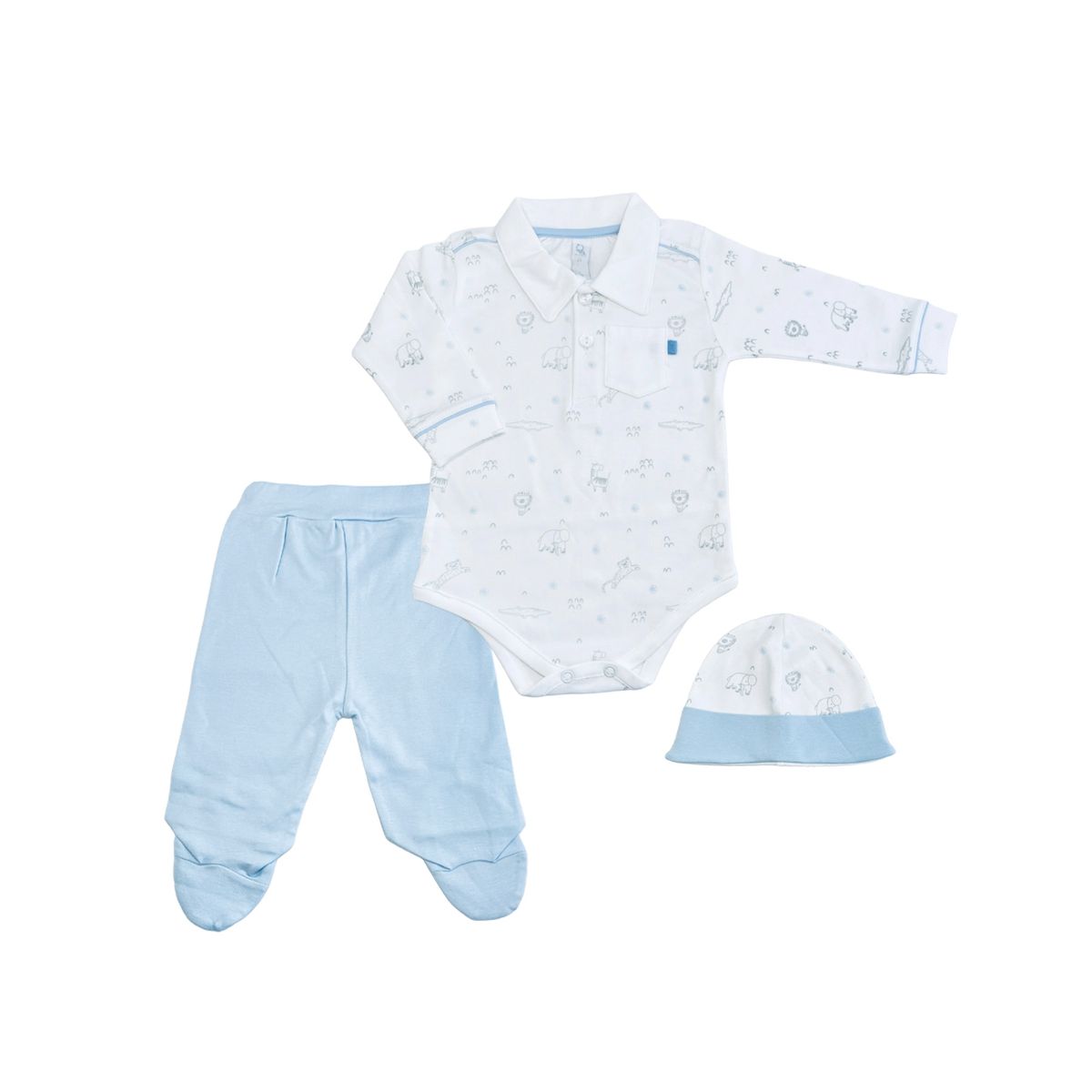 MOONWEAR - Conjunto 3 Piezas Sweet Elephants Celeste