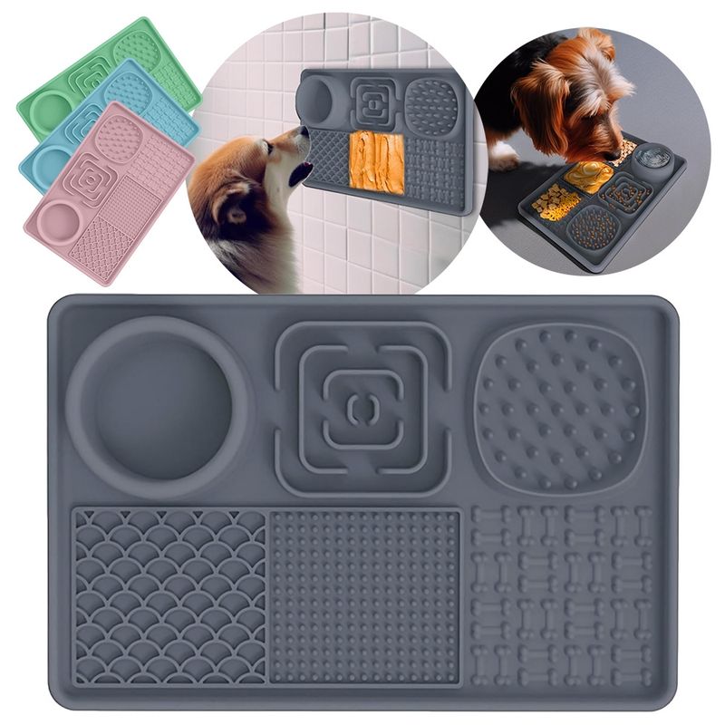 GENERICO - Lick Mat Comedero Lento 6 En 1 Anti Ansiedad Mascotas Negro