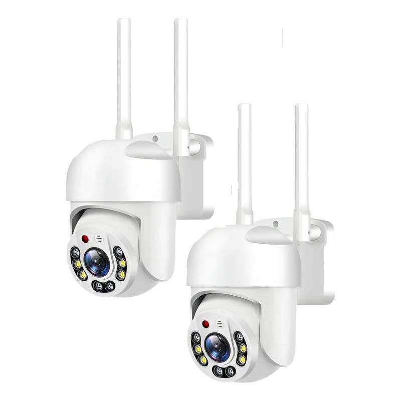 GENERICO - Pack X2 Cámara De Seguridad Exterior Wifi 1080 360 Visión Nocturna Impermeable