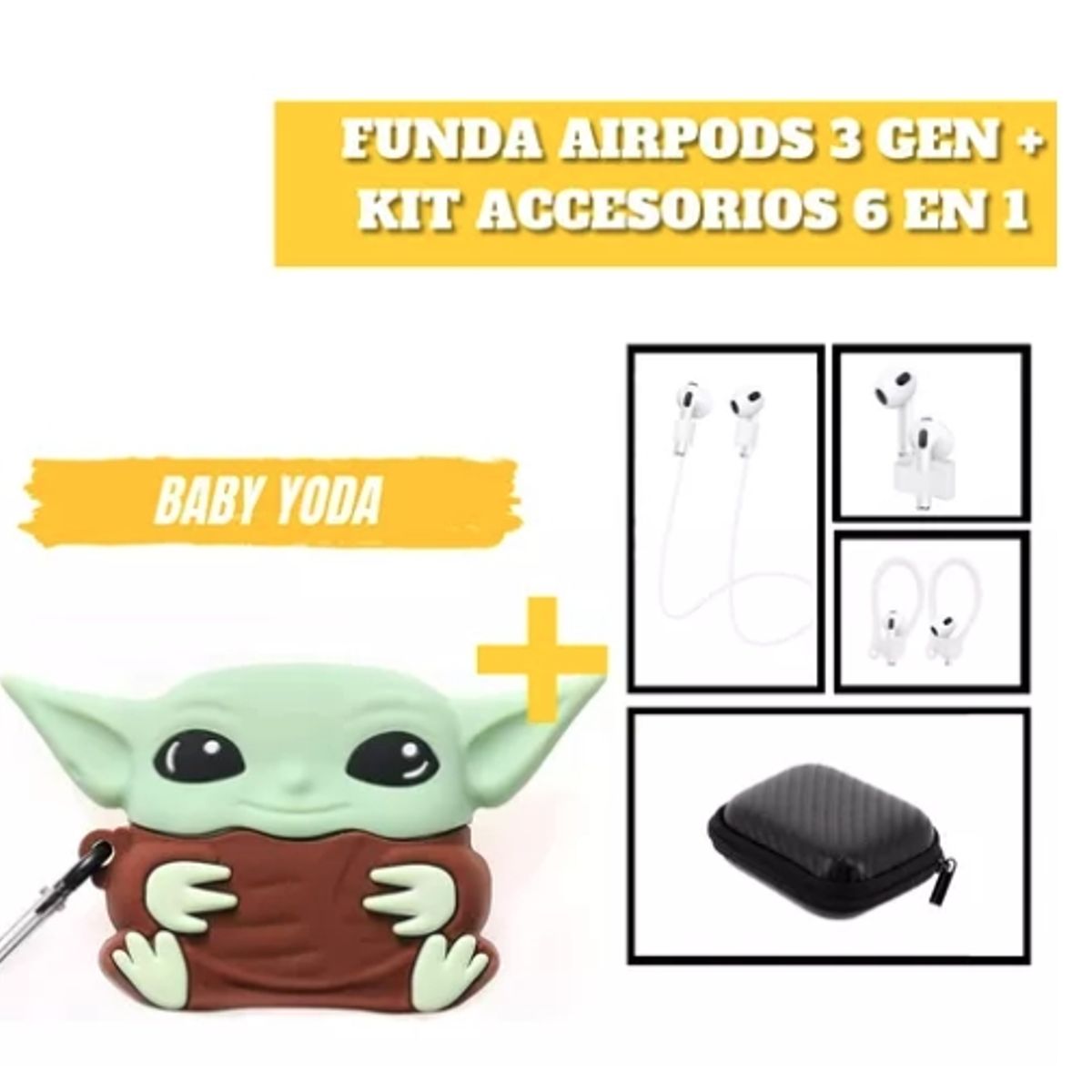 GENERICO - Funda Para AirPods 3 Gen Muchos Modelos + Accesorios 6 En 1