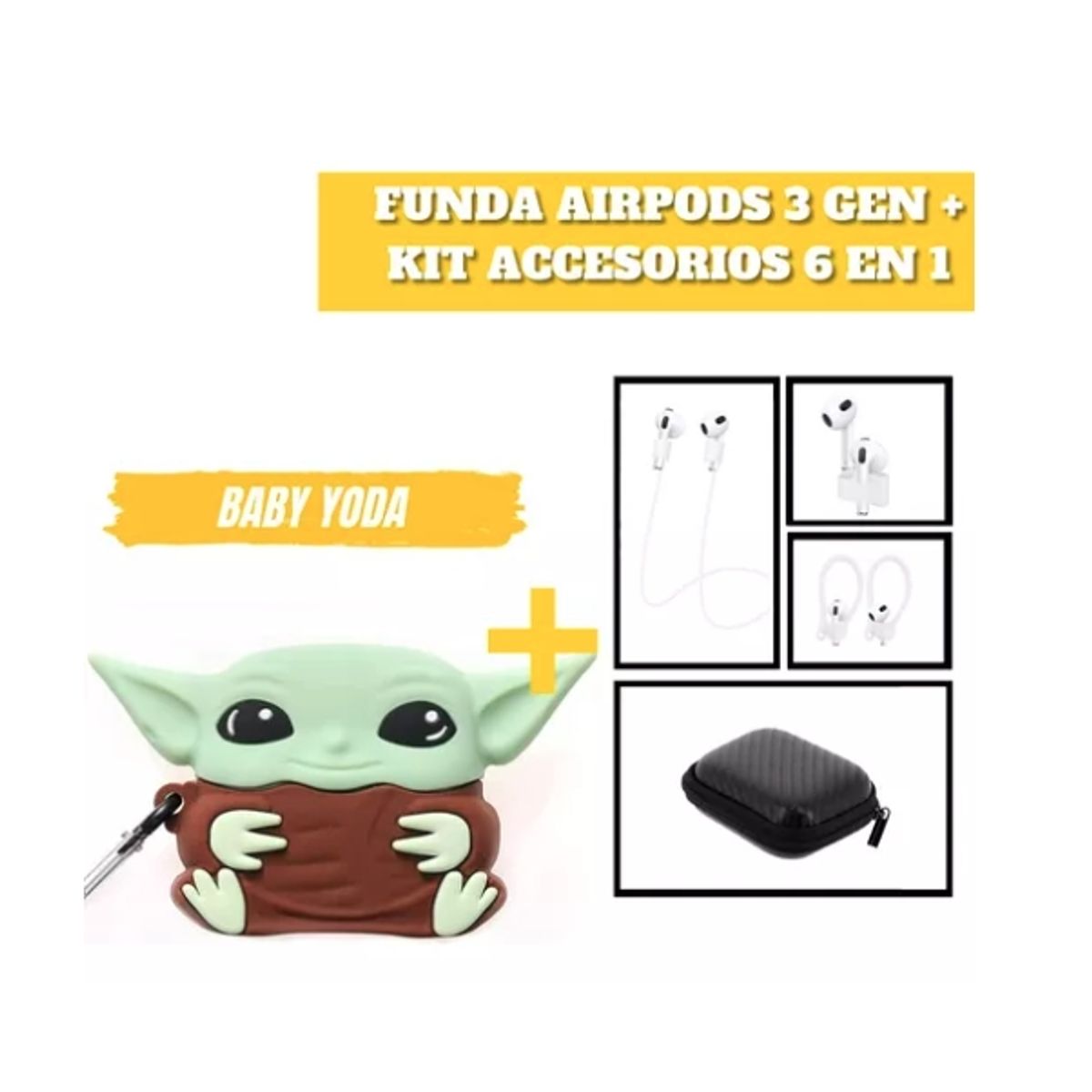 GENERICO - Funda Para AirPods 3 Gen Muchos Modelos + Accesorios 6 En 1