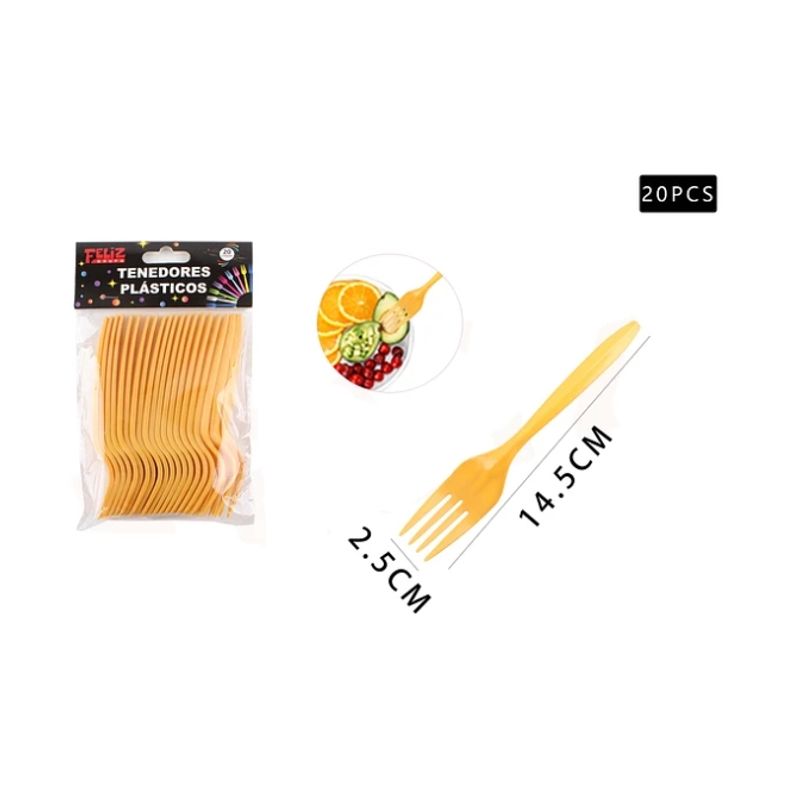GENERICO - Tenedores Dorados 20 Pcs Fiestas