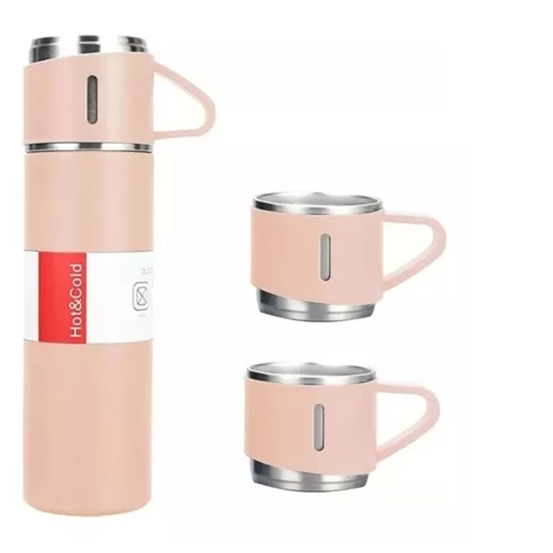 GENERICO - Set Termos Para Agua Caliente Termo Cafe + 2 Tazas 500 Ml