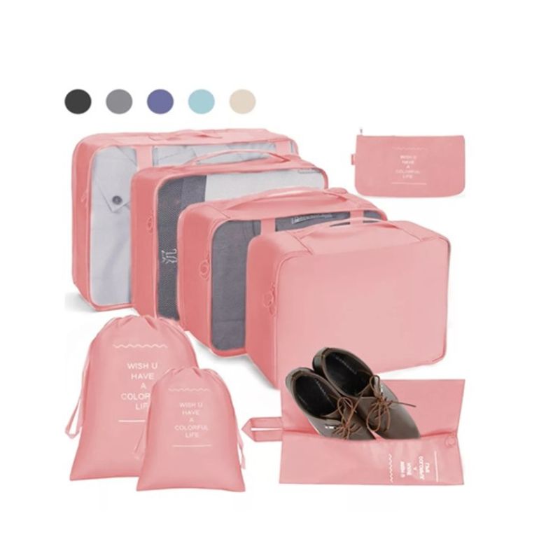 GENERICO - Bolsas De Viaje 8 En 1 Bolsas Organizadoras De Viaje Maleta Rosa