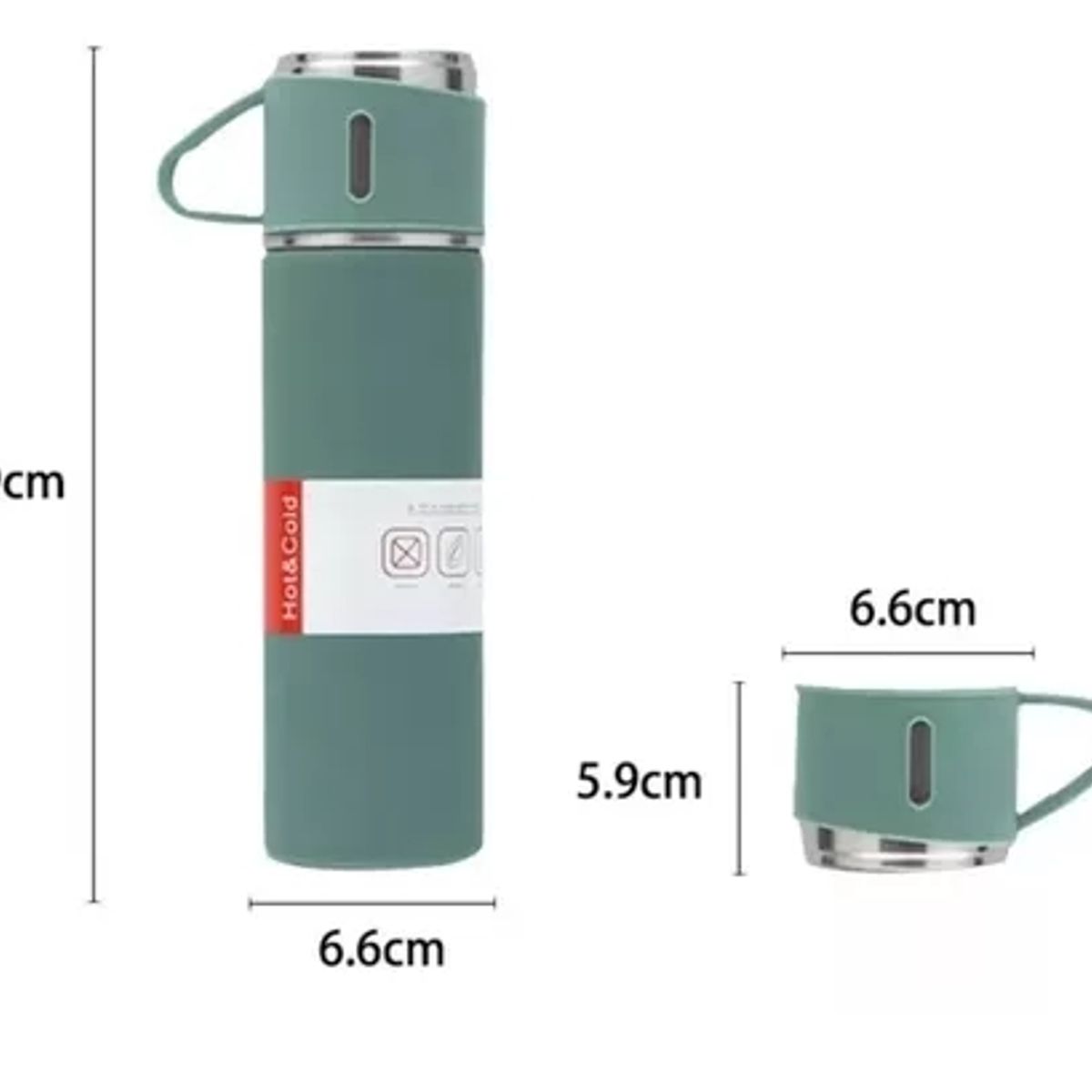 GENERICO - Set Termos Para Agua Caliente Termo Cafe + 2 Tazas 500 Ml