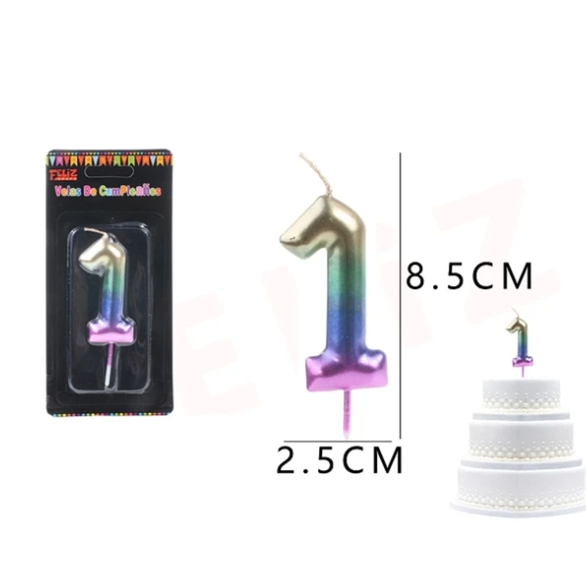 GENERICO - Velas De Numeros 1 Colores Multicolor