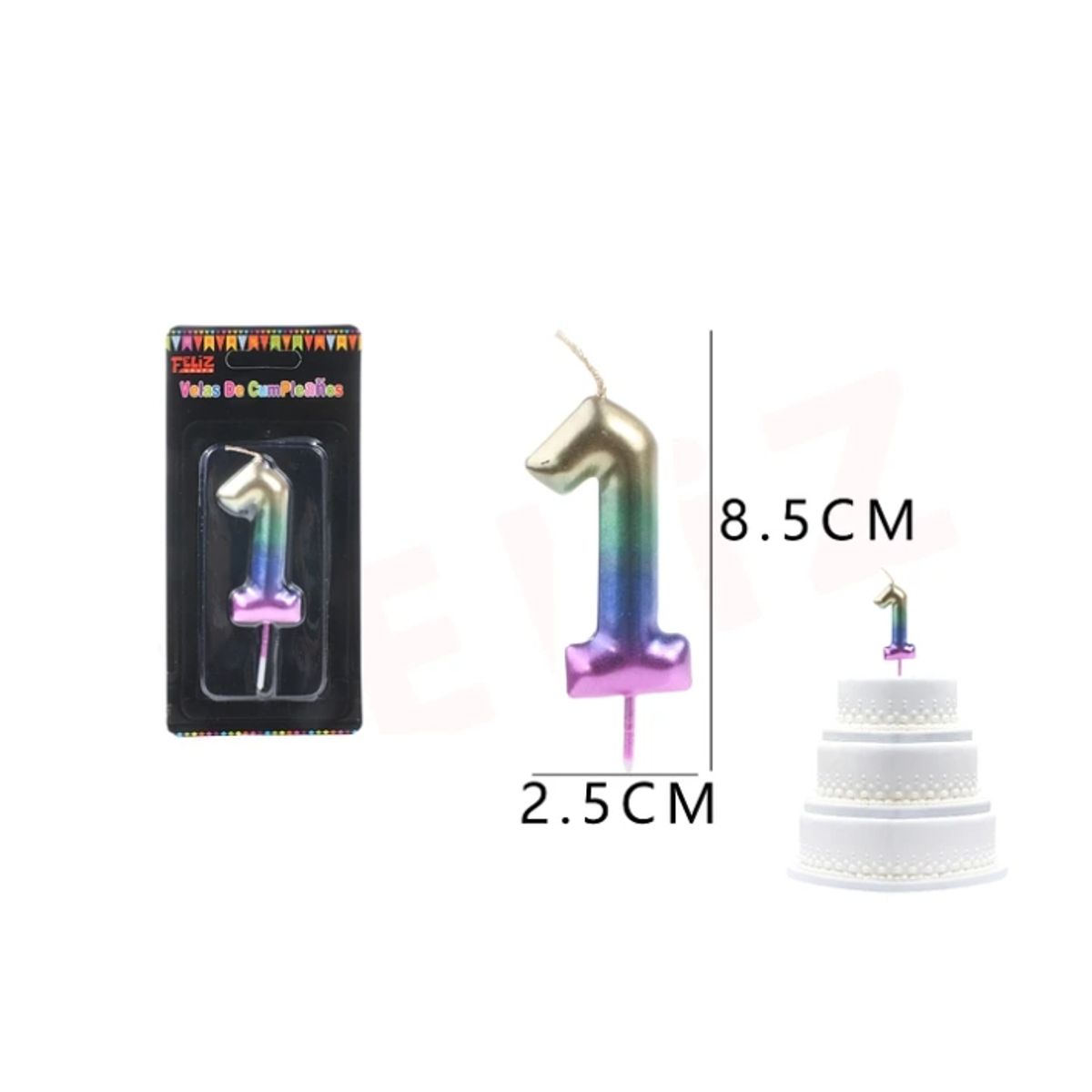 GENERICO - Velas De Numeros 1 Colores Multicolor