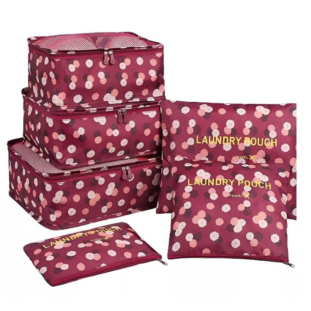 GENERICO - Bolsa Organizador Maleta Equipaje Viaje Impermeable Set 6 Pk Burdeo