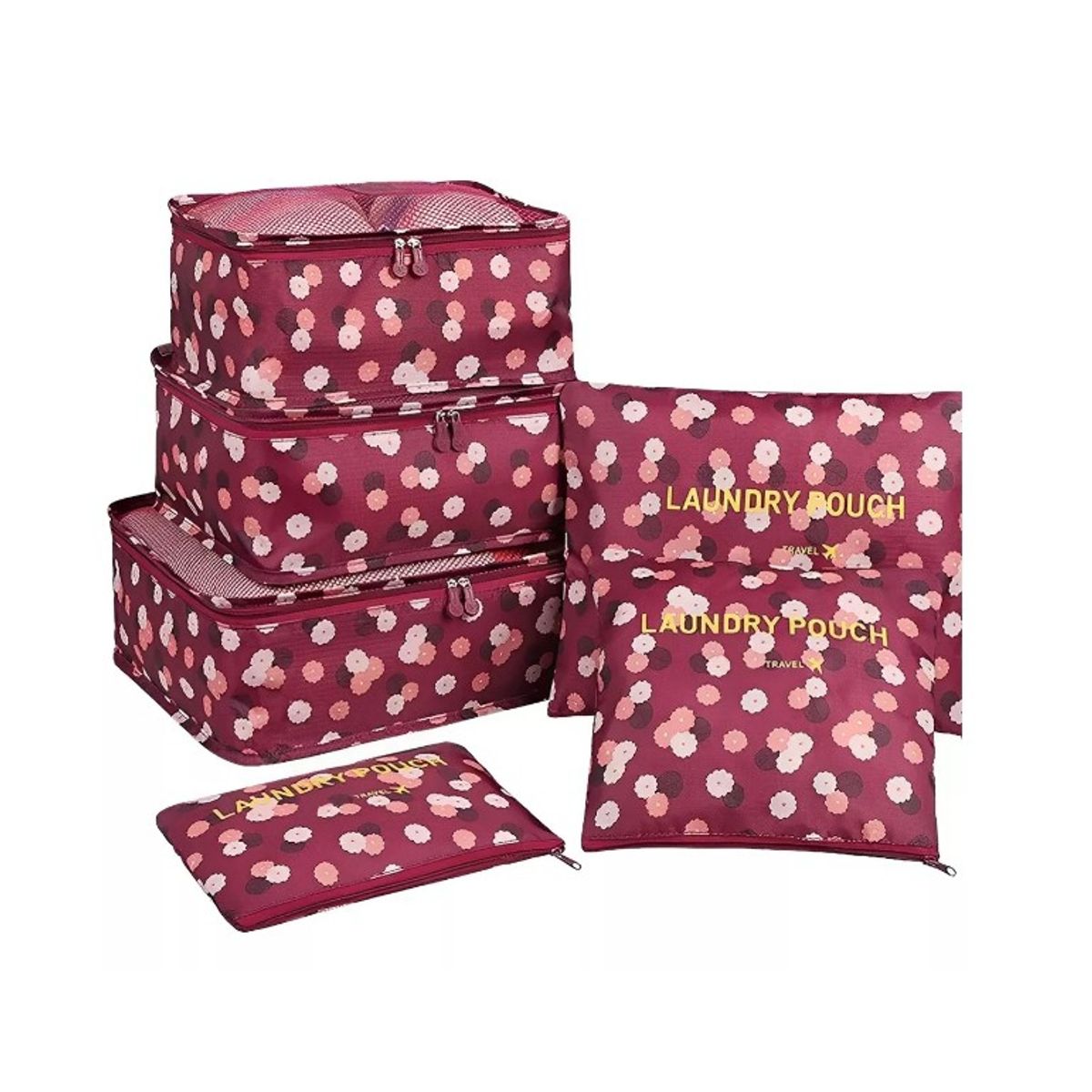 GENERICO - Bolsa Organizador Maleta Equipaje Viaje Impermeable Set 6 Pk Burdeo