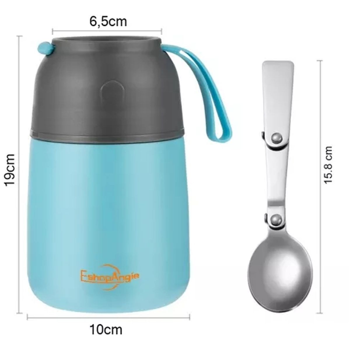 GENERICO - Termo De Comida Acero Inoxidable De 650ml + Cuchara celeste