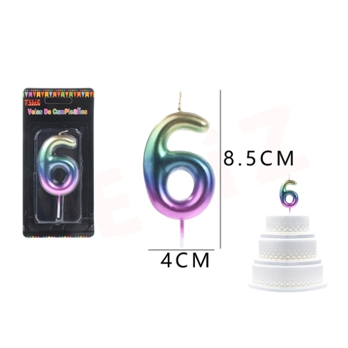 GENERICO - Velas De Numeros Colores Numero 6