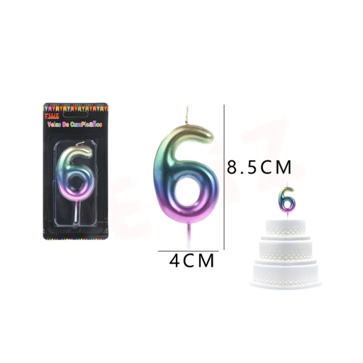 GENERICO - Velas De Numeros Colores Numero 6