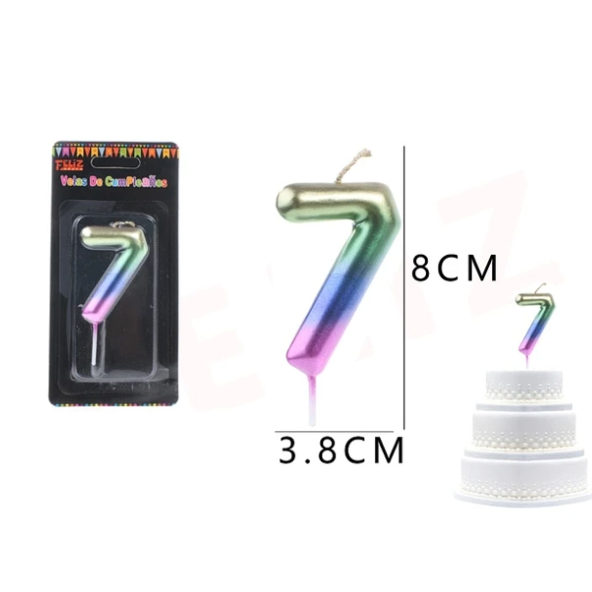 GENERICO - Velas De Numeros Colores Numero 7