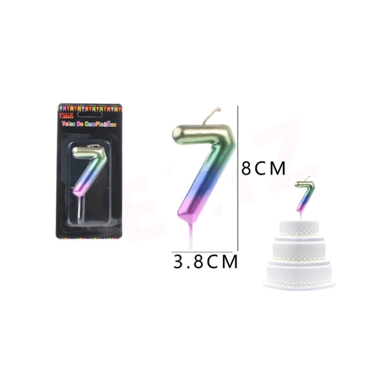 GENERICO - Velas De Numeros Colores Numero 7